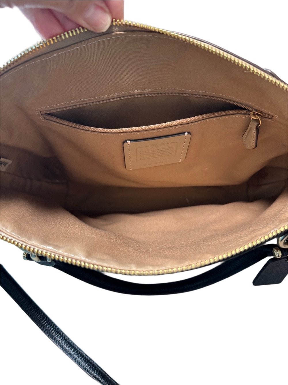 Coach Kacey Cream Tan Pebble Leather Crossbody Tote with Gold Hardware - Picture 2 of 7